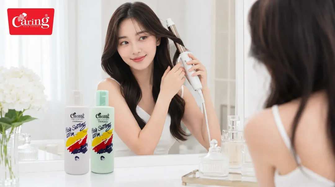 น้ำมันจับลอนผม Caring จัดทรงสวยเป็นธรรมชาติ ผมไม่ชี้ฟูอยู่ทรงทั้งวัน